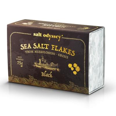 Greek Luxury Organic Sea Salt Flakes Black Ink 75g